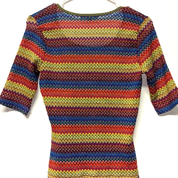 Multicolor Stretchy Mesh Fitted Top - Picture 5 of 5